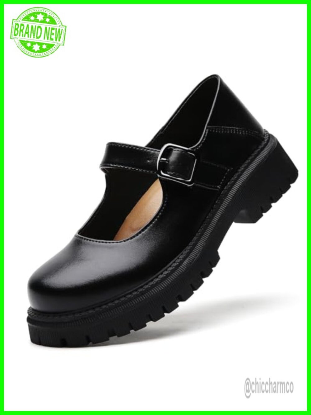 Women's Platform Mary Jane Shoes Leather Round Toe Non-Slip Casual